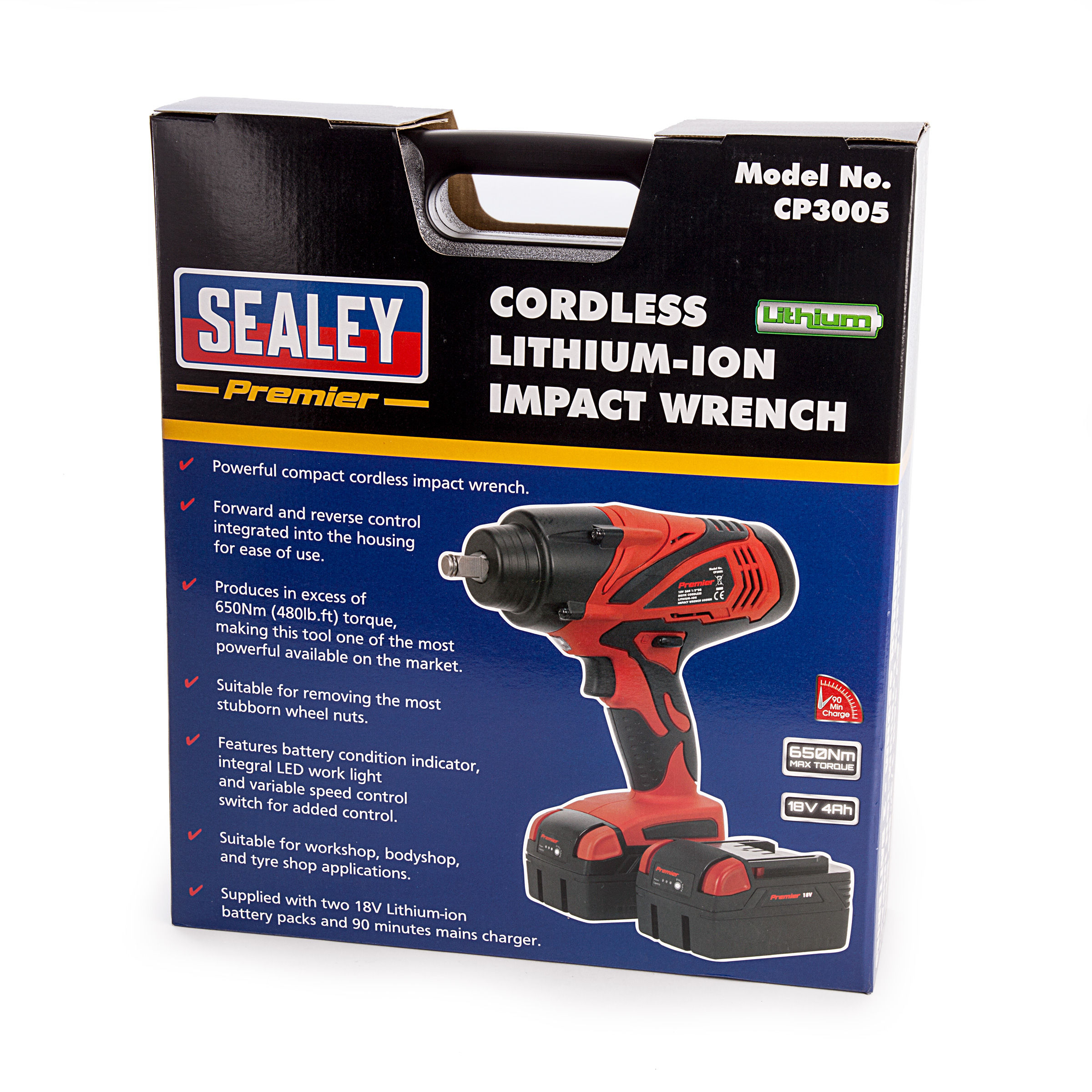 Toolstop Sealey CP3005 18V Cordless Impact Wrench 1/2in Square Drive