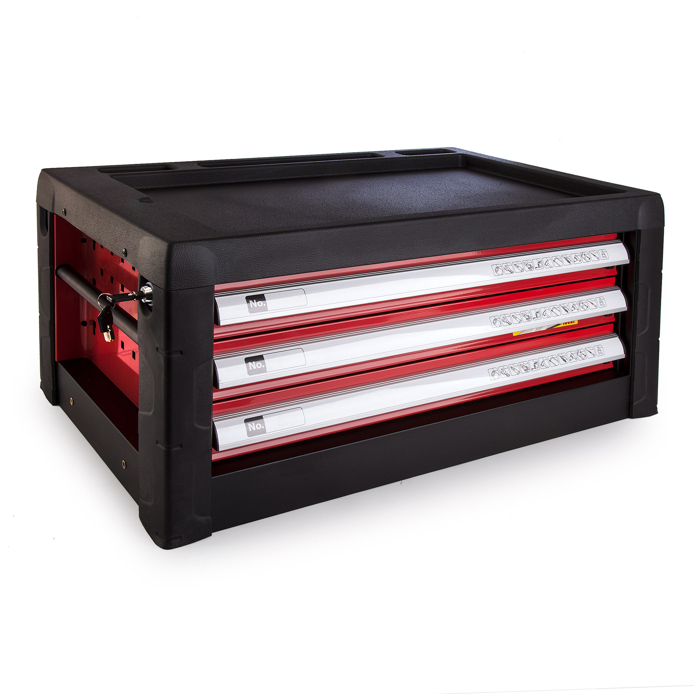 Toolstop Toolstop 3 Drawer Tool Cabinet In Red With 129 Piece Tool Kit