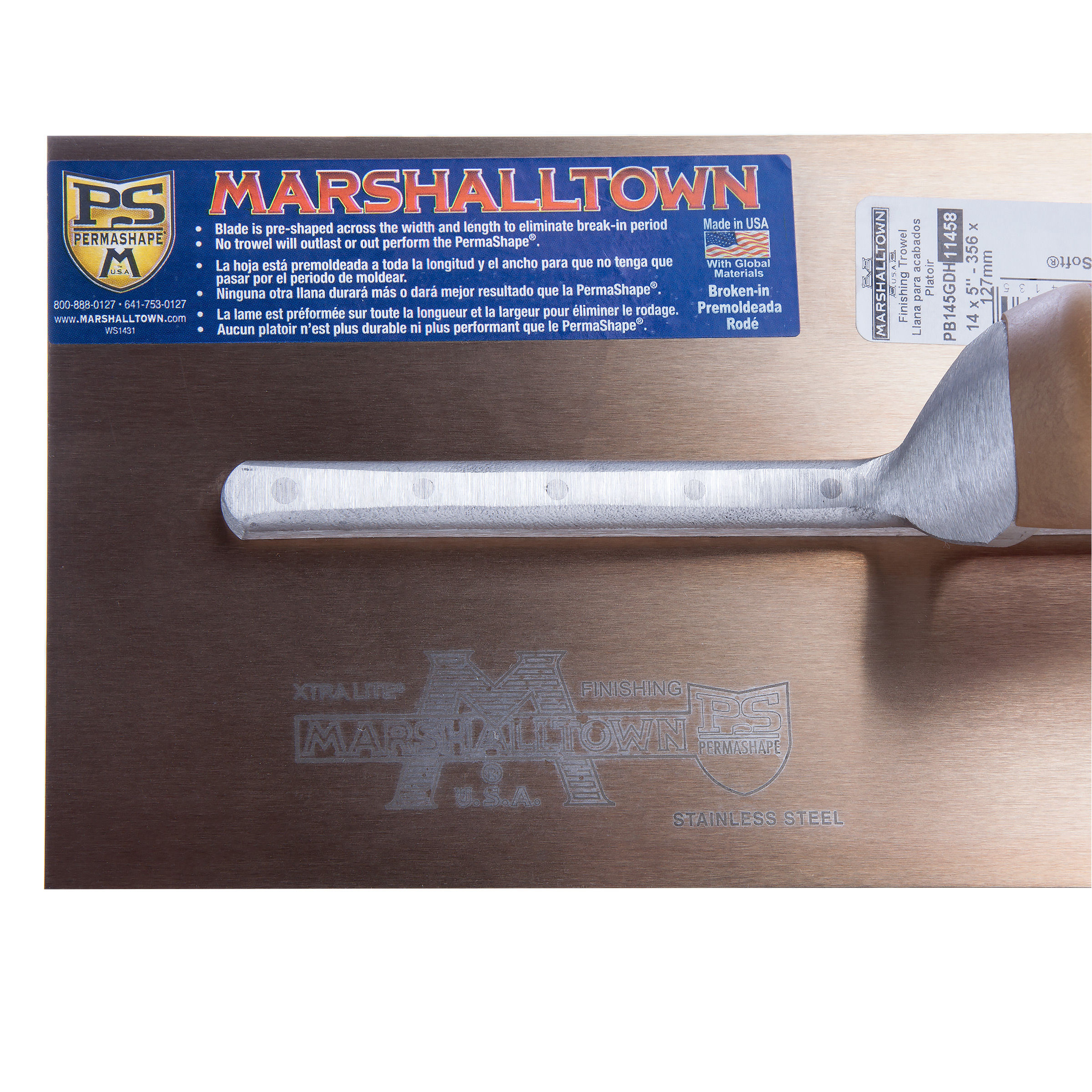 Toolstop Marshalltown MPB145GDH Gold Stainless Steel Plasterers Trowel