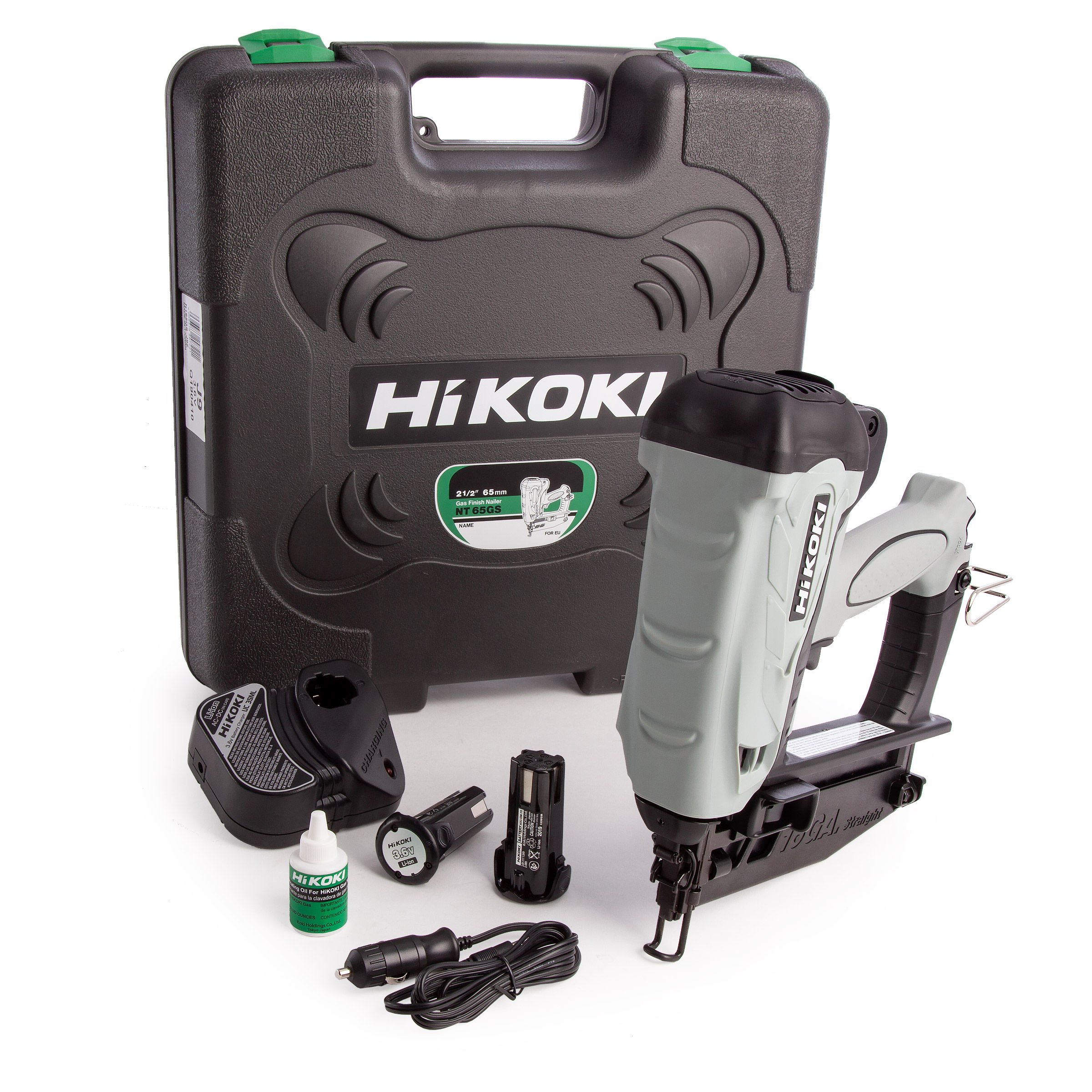 Toolstop HiKOKI NT 65GS 3.6V Gas Finish Nailer 65mm / 2. 1/2 Inch (2 x
