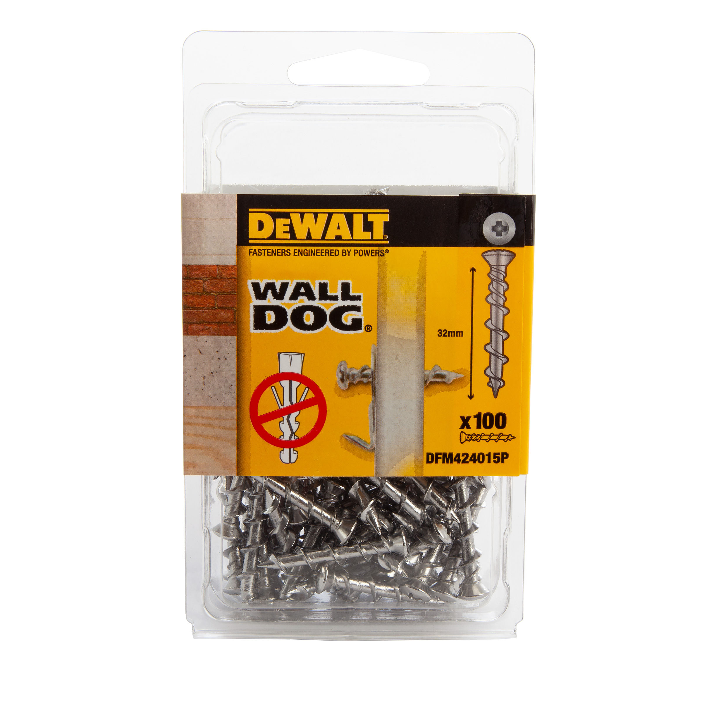 Toolstop Dewalt DFM424015P WallDog Countersunk Screw Anchors Chrome