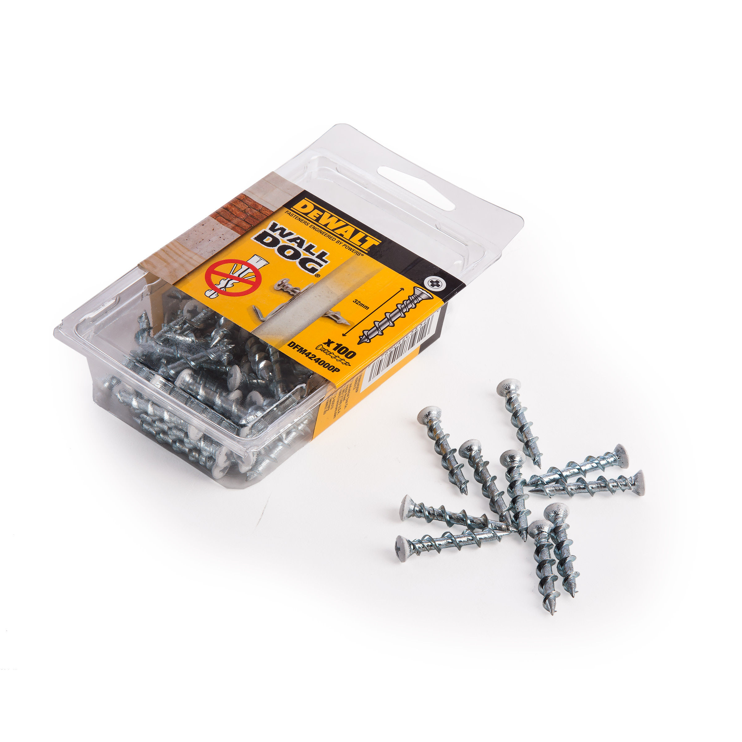 Toolstop Dewalt DFM424000P WallDog Screw Anchors Countersunk (White)