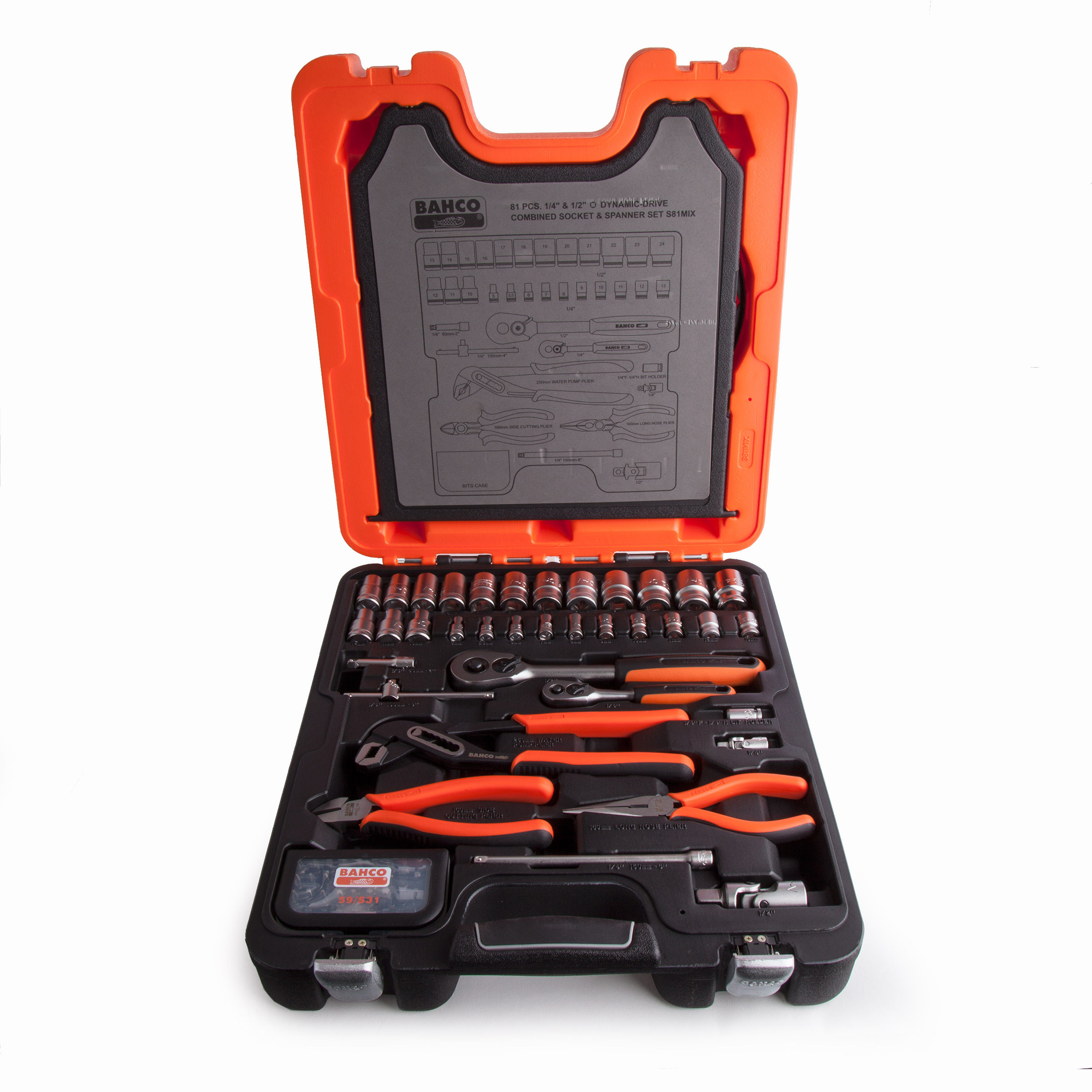 Toolstop Bahco S81MIX Socket & Pliers Set 1/2 and 1/4in Drive (81 Piece)
