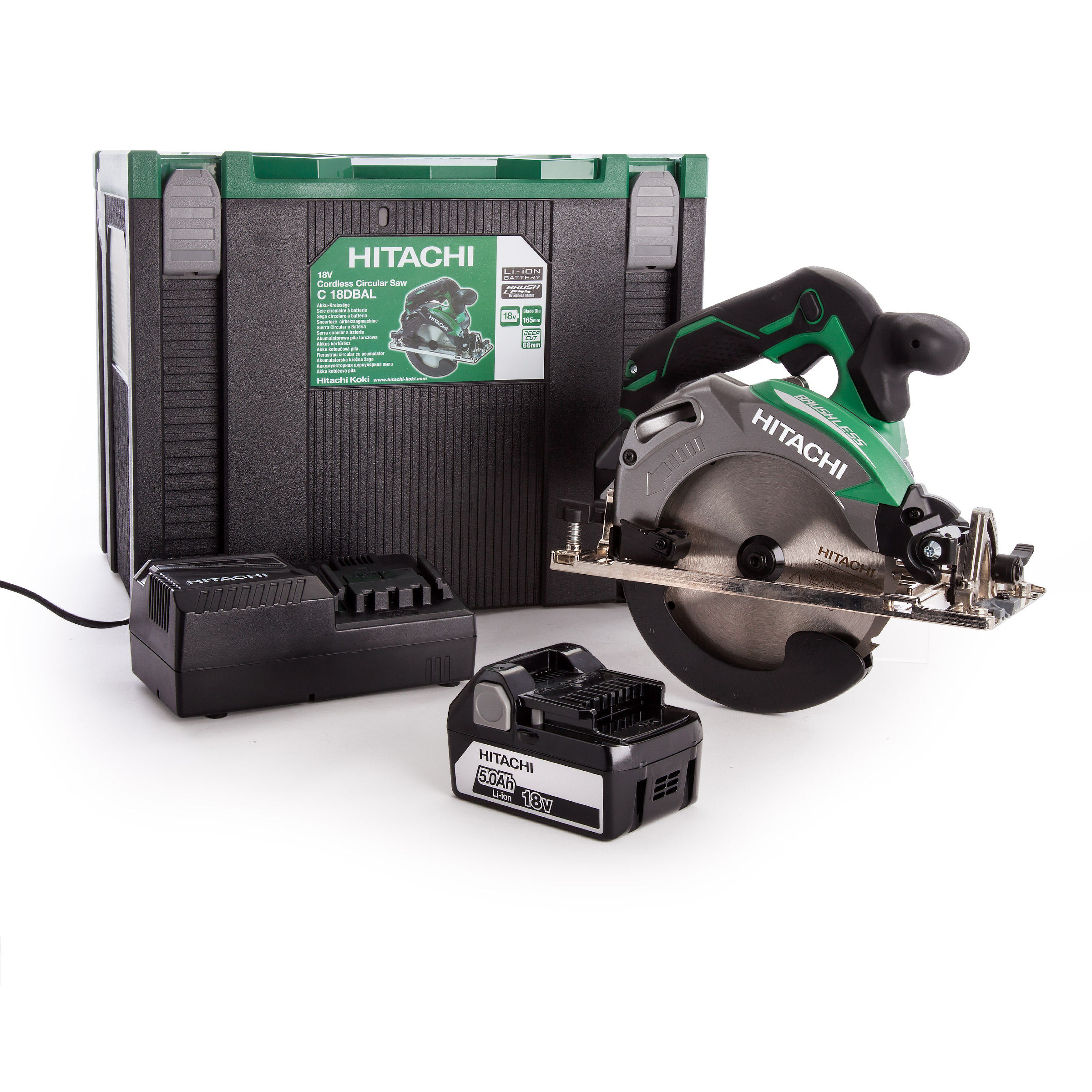 Toolstop Hitachi C18DBAL/JP 18V Brushless Circular Saw 165mm (2 x 5.0Ah