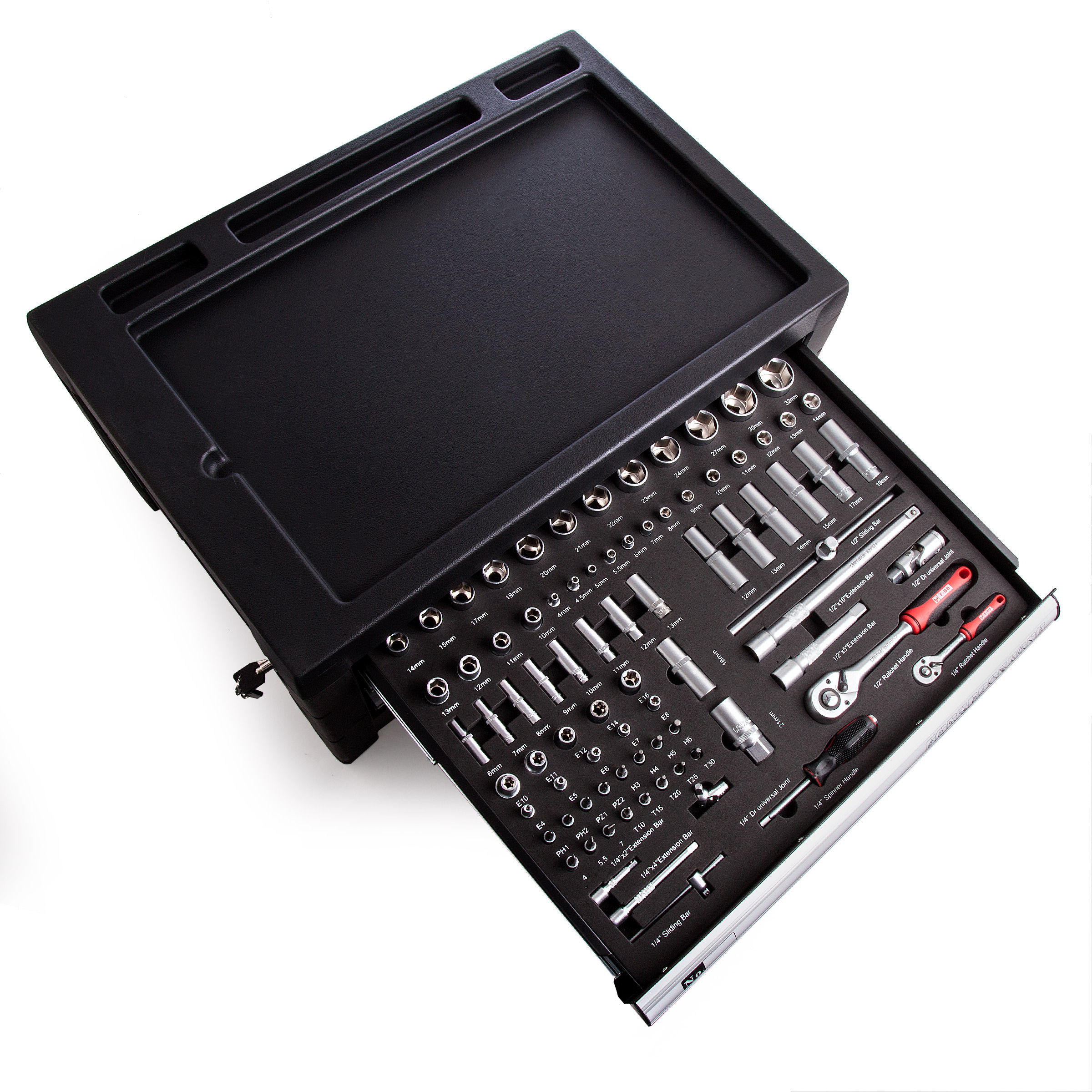Toolstop Toolstop 3619003 3 Drawer Tool Cabinet In Black With 129 Piece 