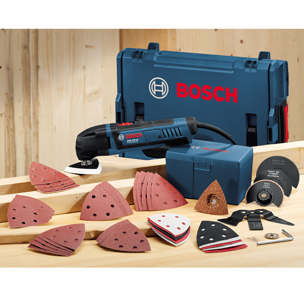 Toolstop Bosch GOP 250 CE Professional Multicutter Pro Kit in LBoxx