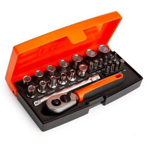 Toolstop Bahco SL25 Metric Bit and Socket Set 1/4in Dynamic Drive (25 Piece)