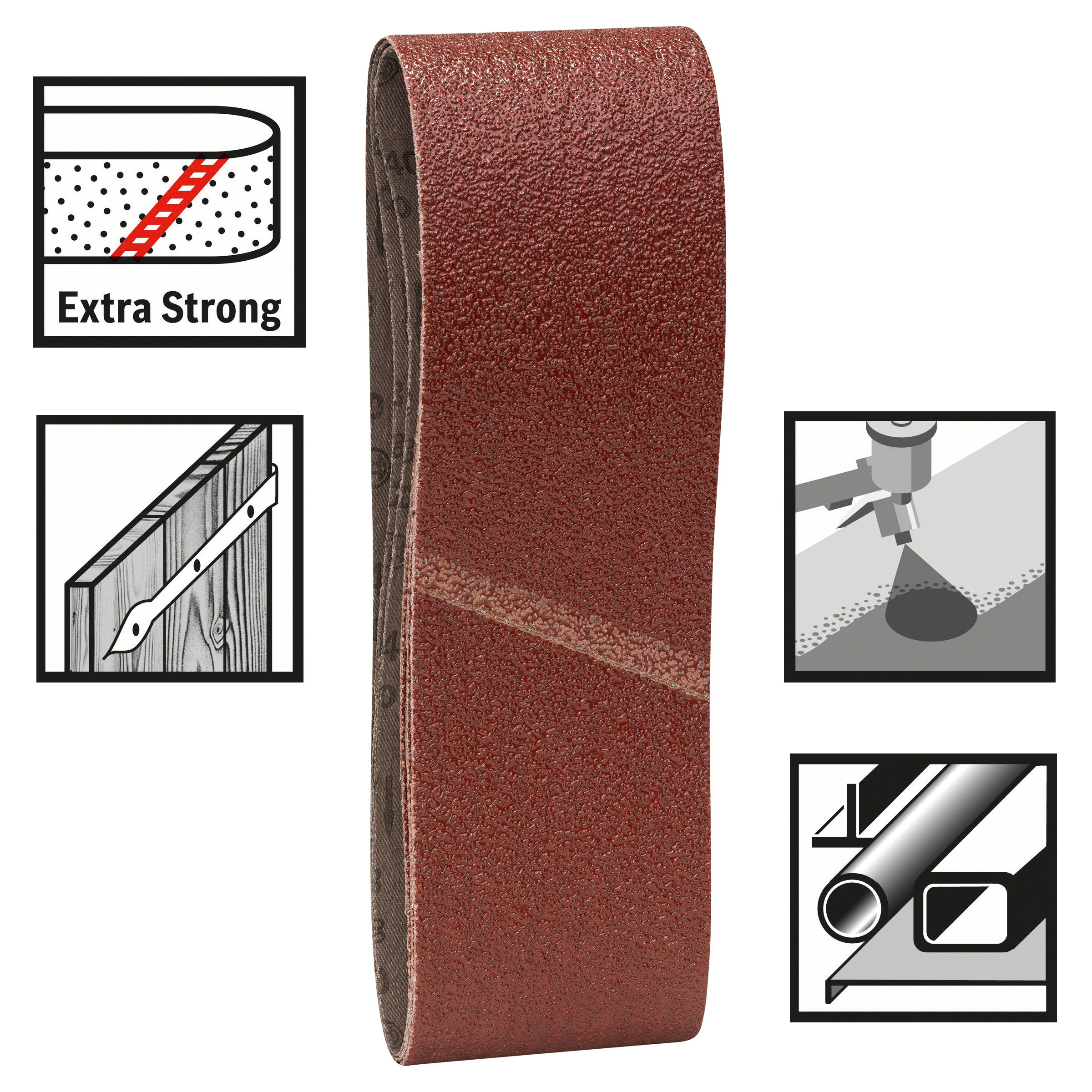 Toolstop Bosch 2608606071 Sanding Belts 75mm x 533mm x 80 Grit (Pack Of 3)