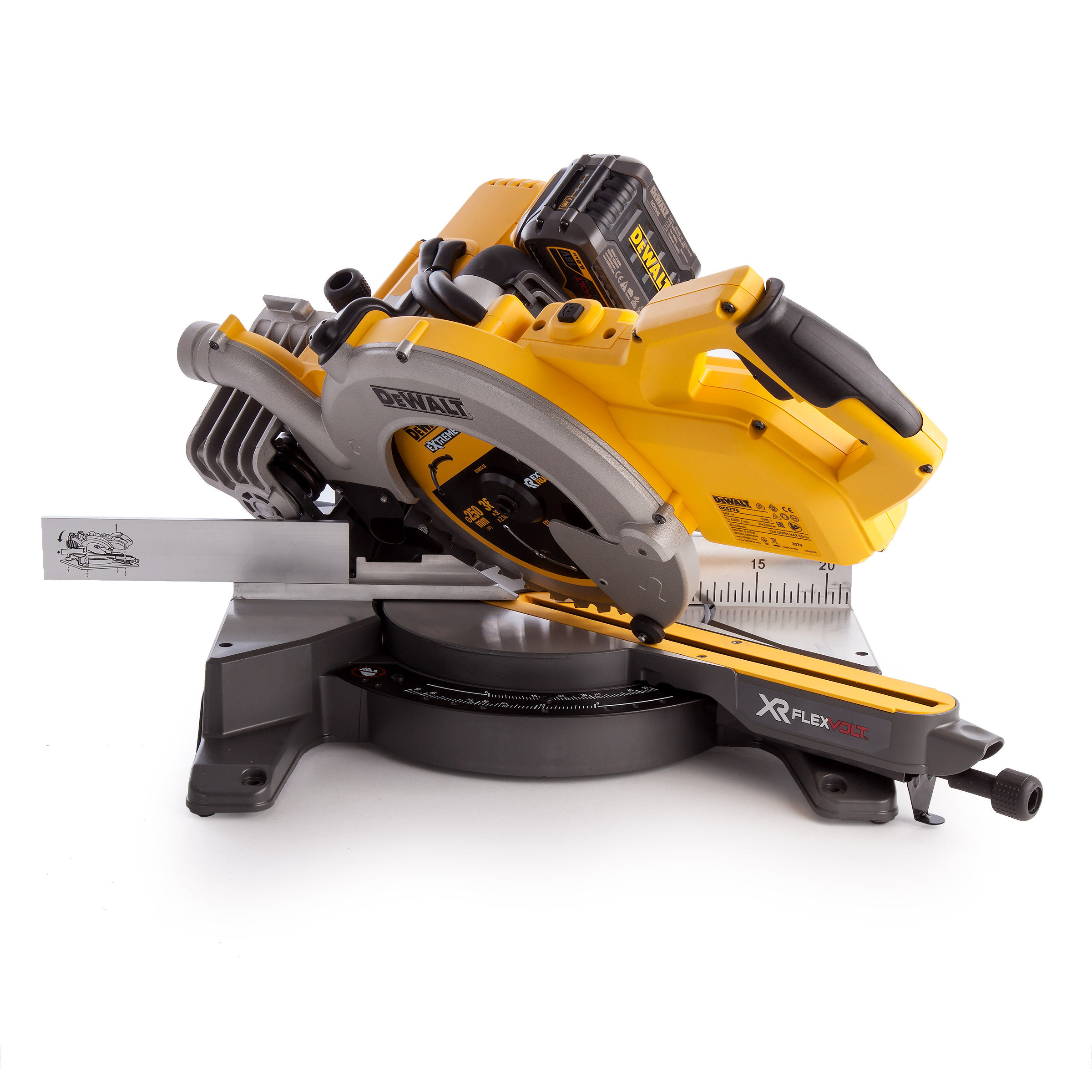 Toolstop Dewalt DCS778T2 54V XR Flexvolt Mitre Saw 250mm (2 x 6.0Ah