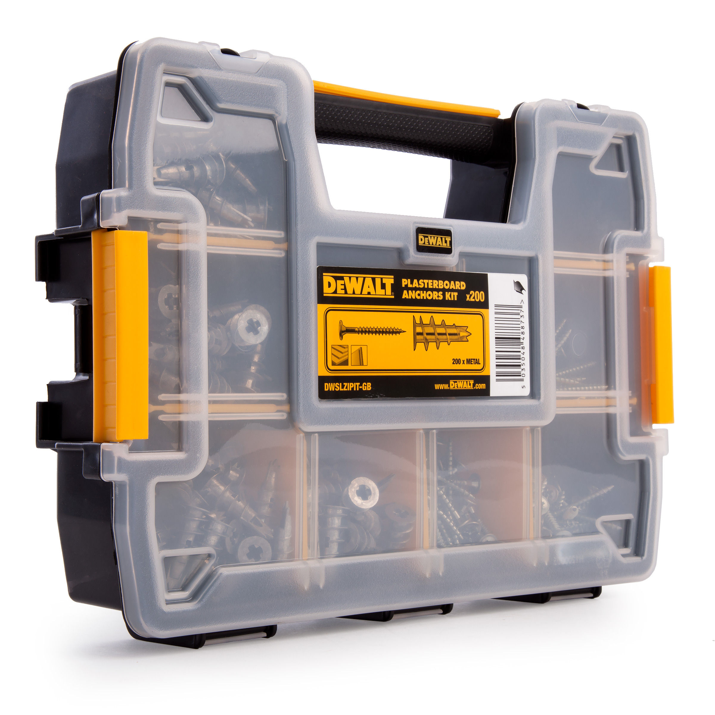 Toolstop Dewalt DWSLZIPIT Metal Plasterboard Anchor Kit 200 Piece