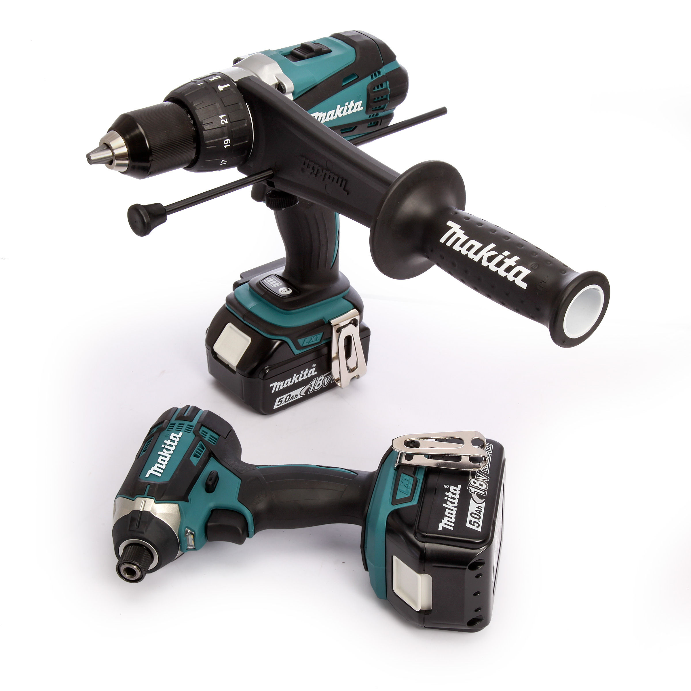Toolstop Makita DLX2145TJ 18V LXT Twin Pack DHP458 Combi Drill + DTD152 Impact Driver (2 x 5