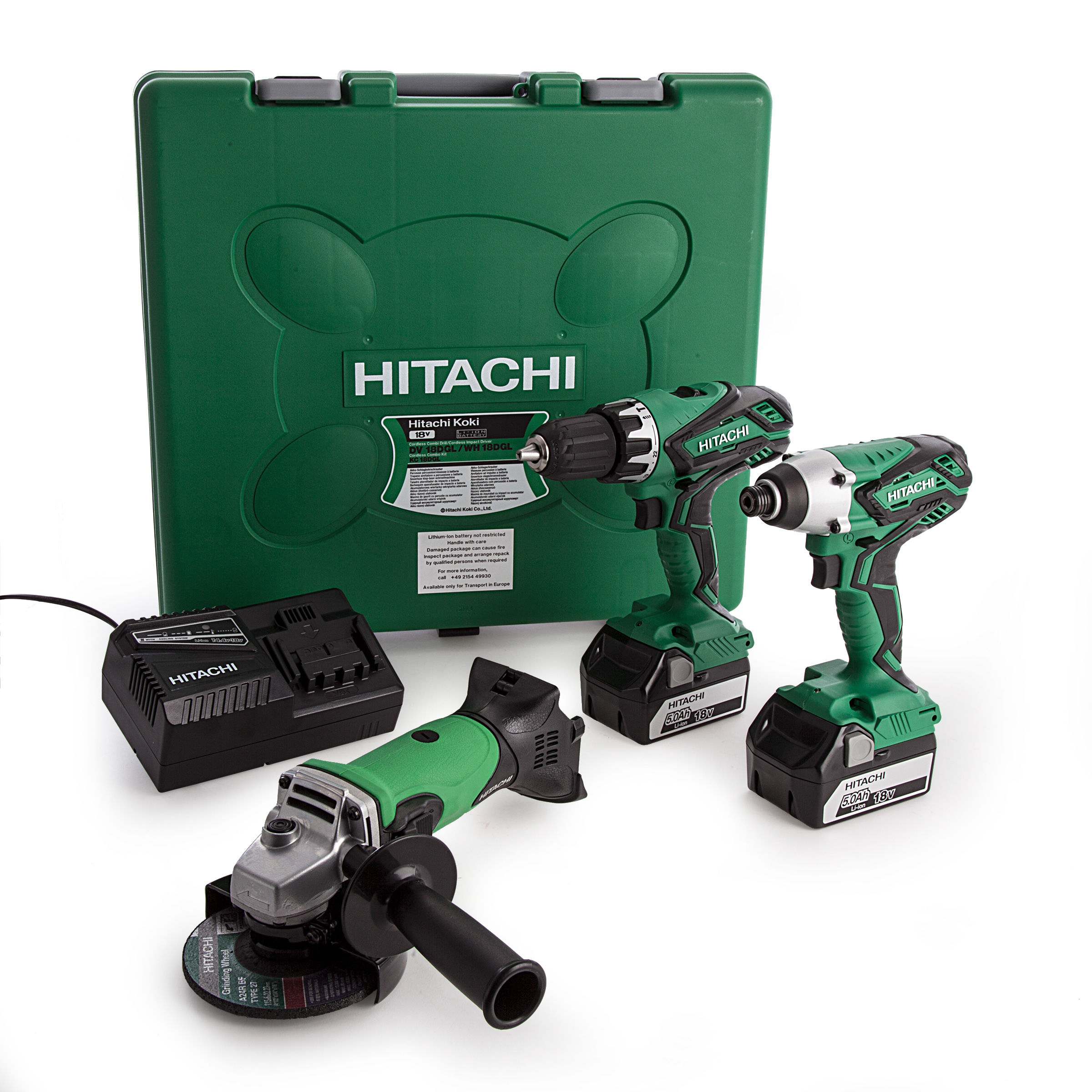 Toolstop Hitachi KC18DGL Combi Drill and Impact Driver Set, G18DSL