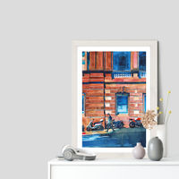 Man on the Street Art Print White Frame | Bombinate Man on the Street Art Print White Frame | Bombinate