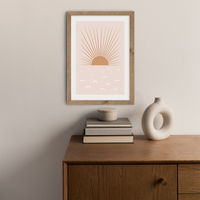 Blush Sun Art Print Oak Frame | Bombinate Blush Sun Art Print Oak Frame | Bombinate