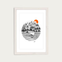 Dotwork Sunrise Art Print White Frame | Bombinate Dotwork Sunrise Art Print White Frame | Bombinate