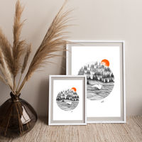 Dotwork Sunrise Art Print White Frame | Bombinate Dotwork Sunrise Art Print White Frame | Bombinate