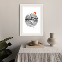 Dotwork Sunrise Art Print White Frame | Bombinate Dotwork Sunrise Art Print White Frame | Bombinate