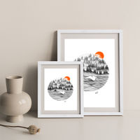 Dotwork Sunrise Art Print White Frame | Bombinate Dotwork Sunrise Art Print White Frame | Bombinate