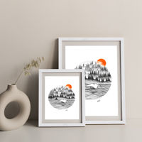 Dotwork Sunrise Art Print White Frame | Bombinate Dotwork Sunrise Art Print White Frame | Bombinate
