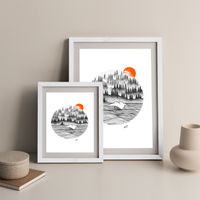 Dotwork Sunrise Art Print White Frame | Bombinate Dotwork Sunrise Art Print White Frame | Bombinate