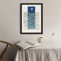 Abstract Ocean Lines Art Print Black Frame | Bombinate Abstract Ocean Lines Art Print Black Frame | Bombinate