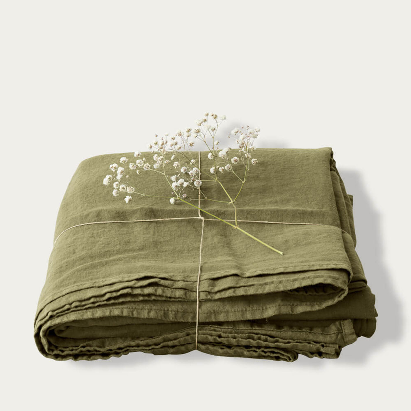 Martini Olive Washed Linen Bed Set | Bombinate