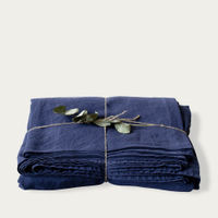 Navy Washed Linen Bed Set | Bombinate