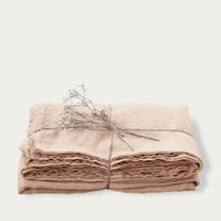Peach Washed Linen Bed Set | Bombinate