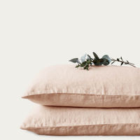 Peach Washed Linen Bed Set | Bombinate