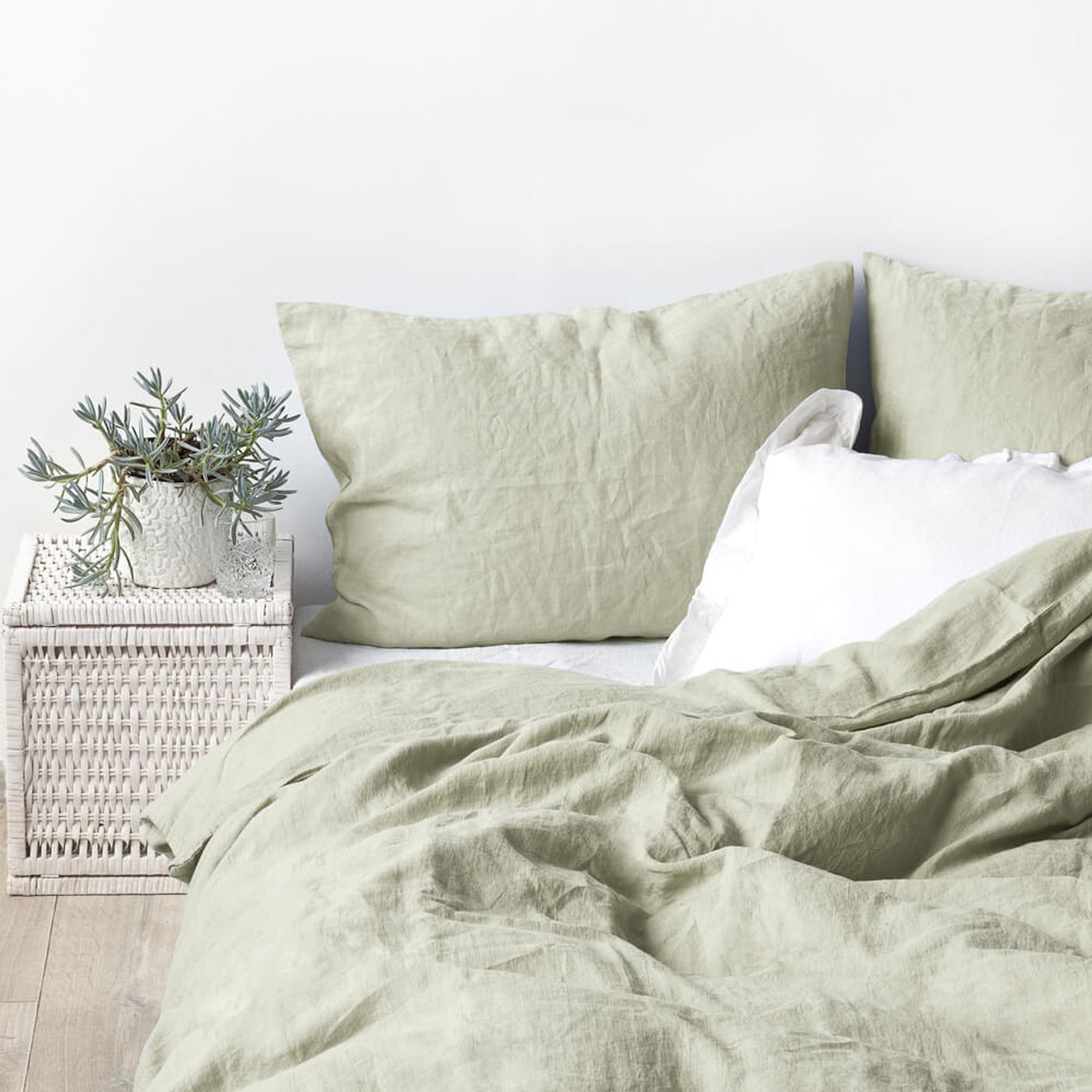 Linen Tales | Sage Washed Linen Bed Set | Bombinate