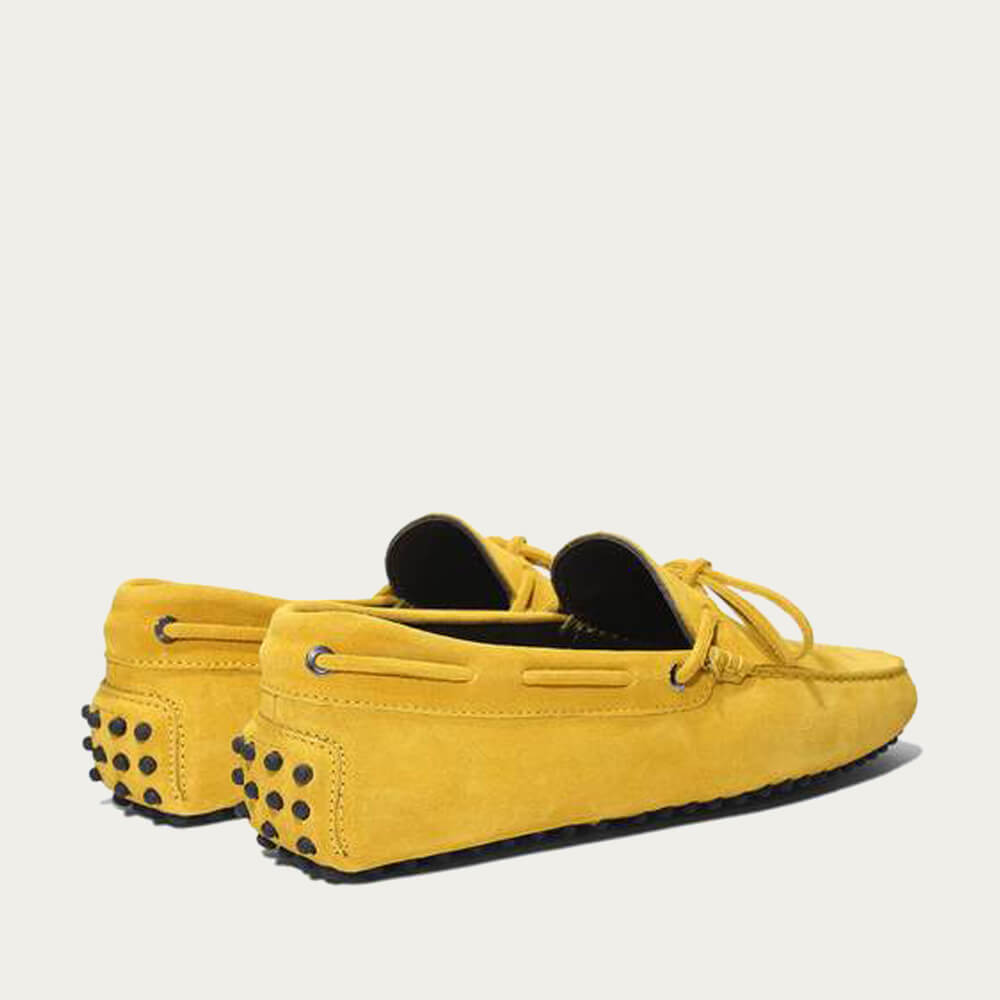 yellow driving moccasins