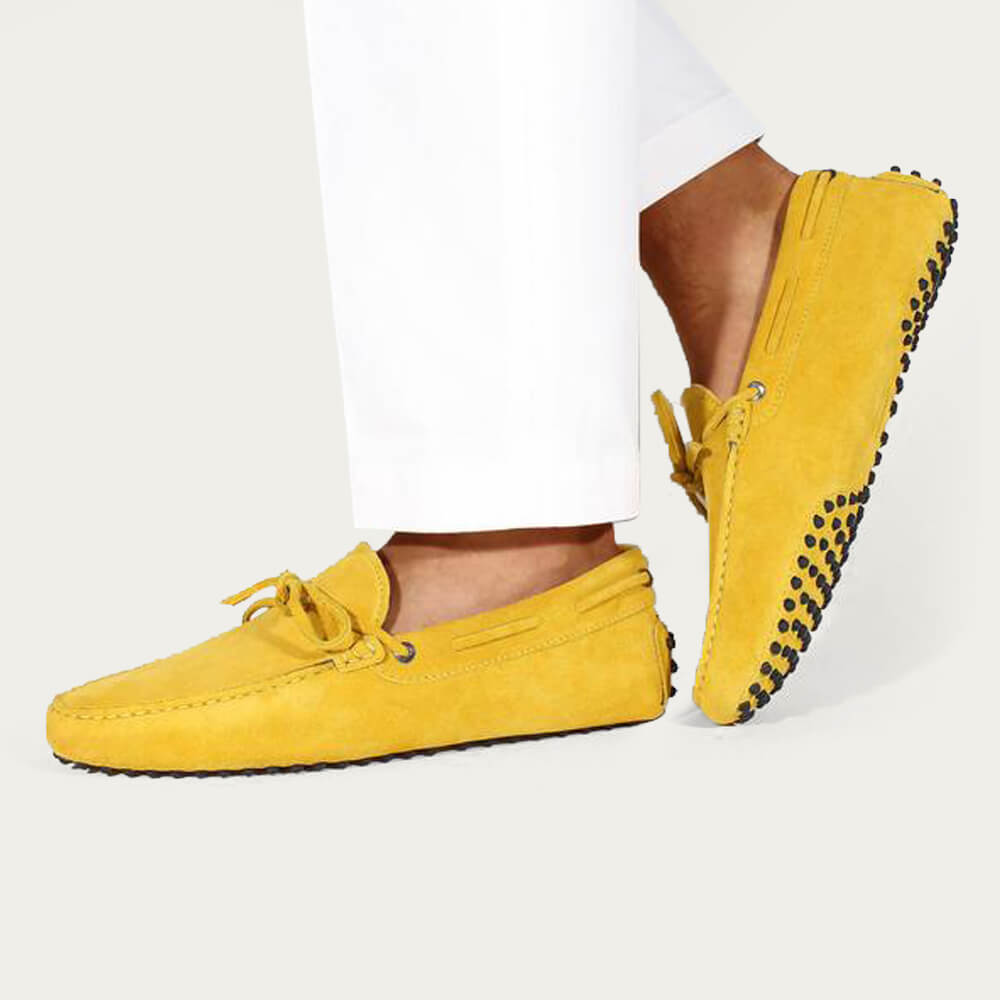 yellow suede loafers