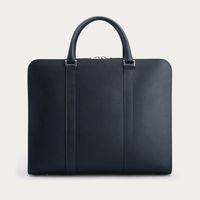 Navy with Grey Lining Palissy Large Leather Briefcase | Bombinate