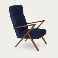 Navy Blue Retrostar Lounge Chair Velvet Line | Bombinate Navy Blue Retrostar Lounge Chair Velvet Line | Bombinate