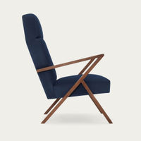 Navy Blue Retrostar Lounge Chair Velvet Line | Bombinate Navy Blue Retrostar Lounge Chair Velvet Line | Bombinate