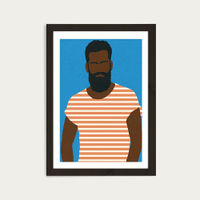 Man with a Striped Shirt Art Print Black Frame | Bombinate Man with a Striped Shirt Art Print Black Frame | Bombinate