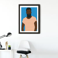 Man with a Striped Shirt Art Print Black Frame | Bombinate Man with a Striped Shirt Art Print Black Frame | Bombinate