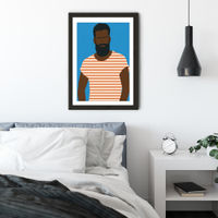 Man with a Striped Shirt Art Print Black Frame | Bombinate Man with a Striped Shirt Art Print Black Frame | Bombinate