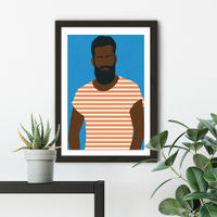 Man with a Striped Shirt Art Print Black Frame | Bombinate Man with a Striped Shirt Art Print Black Frame | Bombinate