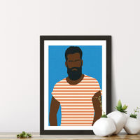 Man with a Striped Shirt Art Print Black Frame | Bombinate Man with a Striped Shirt Art Print Black Frame | Bombinate