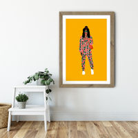 Fashion Week Girl Art Print Oak Frame | Bombinate Fashion Week Girl Art Print Oak Frame | Bombinate