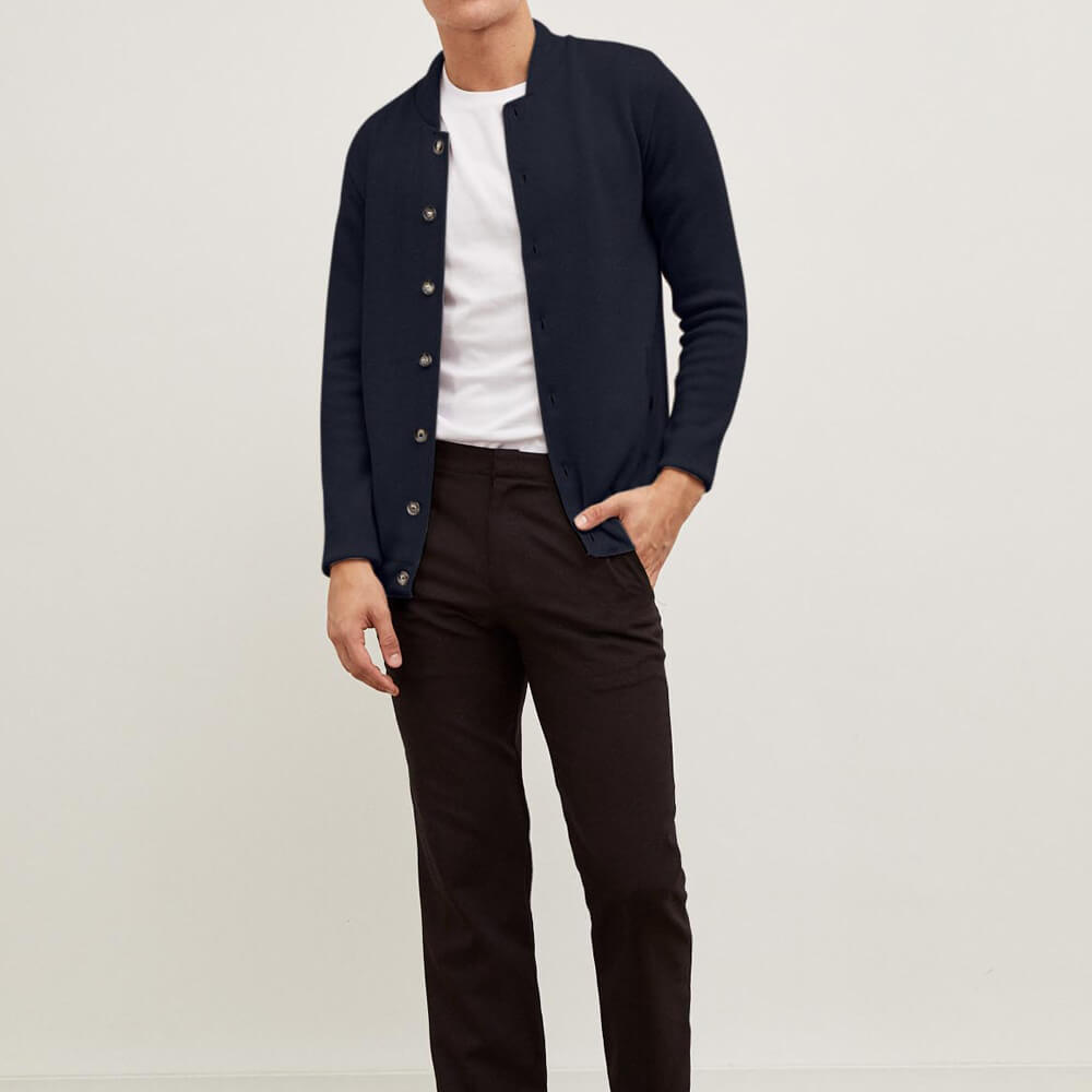 navy wool bomber jacket