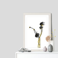 Flower Minimal Black and Gold 4 Art Print White Frame | Bombinate Flower Minimal Black and Gold 4 Art Print White Frame | Bombinate