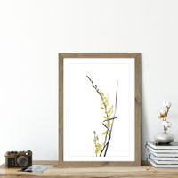 Flower Minimal Black and Gold 6 Art Print Oak Frame | Bombinate Flower Minimal Black and Gold 6 Art Print Oak Frame | Bombinate