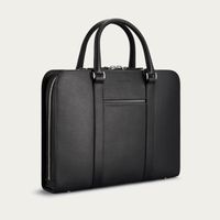Black with Grey Lining Palissy Slim Leather Briefcase | Bombinate
