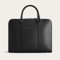 Black with Grey Lining Palissy Slim Leather Briefcase | Bombinate