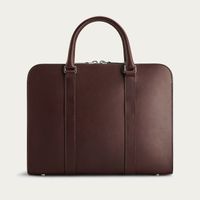 Chocolate with Grey Lining Palissy Slim Leather Briefcase | Bombinate
