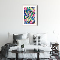Jungle Leopard Floral Art Print White Frame | Bombinate Jungle Leopard Floral Art Print White Frame | Bombinate