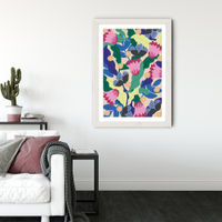 Jungle Leopard Floral Art Print White Frame | Bombinate Jungle Leopard Floral Art Print White Frame | Bombinate