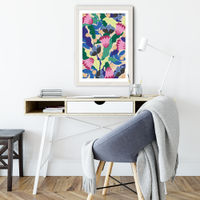 Jungle Leopard Floral Art Print White Frame | Bombinate Jungle Leopard Floral Art Print White Frame | Bombinate